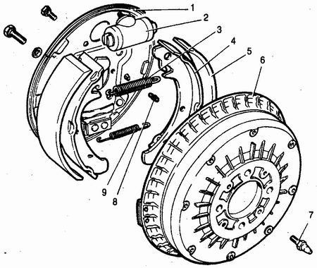 тормозной механизм заднего колеса ваз 2110-ваз 2111-ваз 2112
