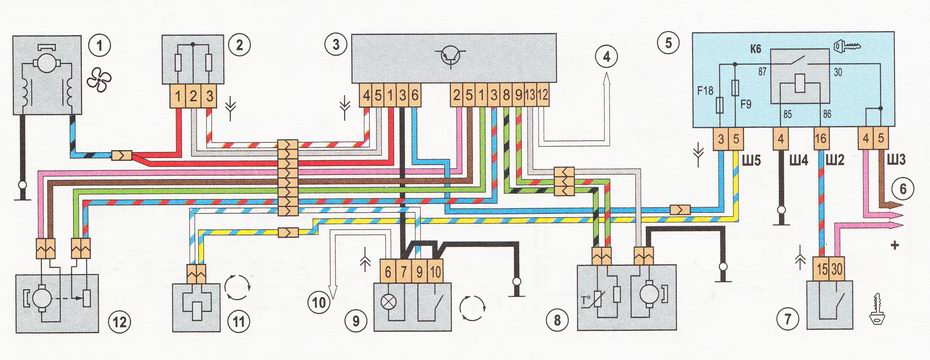 Схема системы автоматического управления отопителем на автомобиле ВАЗ 2110 | ВАЗ 2111 | ВАЗ 2112